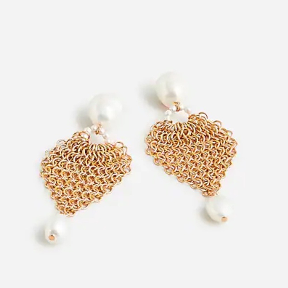 J. Crew Chain mesh and freshwater pearl earrings
